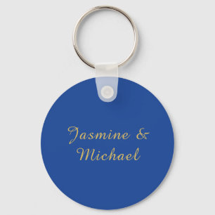 Lieflijke Chique Calligraphy Koppel Namen Blauw &  Sleutelhanger