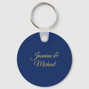 Lieflijke Chique Calligraphy Koppel Namen Blauw &  Sleutelhanger