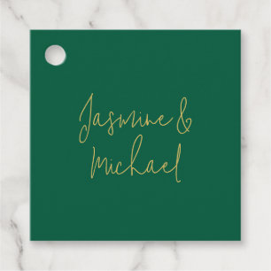 Lieflijke Chique Calligraphy Koppel Namen Groen &  Bedankjes Labels