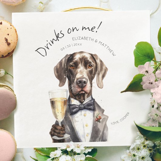 Lieflijke Duitse Staande Pointer Aquarel Bar Servet