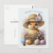 Lieflijke Eend Strohoed Paaseieren Bloemen Briefkaart (Voorkant / Achterkant)