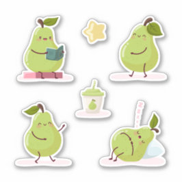 Lieflijke en grappige set peren sticker