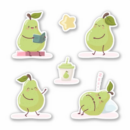 Lieflijke en grappige set peren sticker (Voorkant)