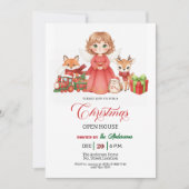 Lieflijke engel bosdieren Kerst open huis Kaart (Voorkant)