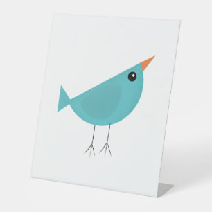 Lieflijke Fantasievolle Vogel Natuur Kunst Reclamebord Met Voetstuk