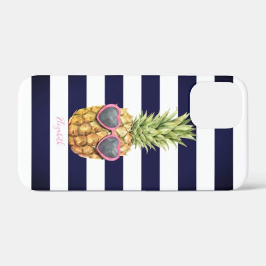 Lieflijke gestreepte koele ananas Case-Mate iPhone case (Achterkant (horizontaal))