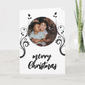 Lieflijke gezelfgemaakte kerstkaart met zwart blad feestdagen kaart (Voorkant)