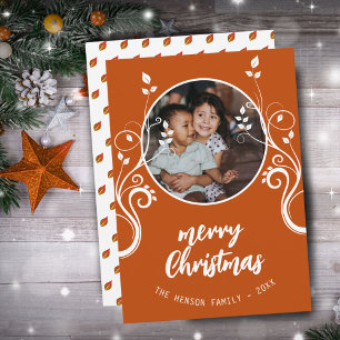 Lieflijke Gezinsfoto Witte Bladeren Prettig Kerstf Feestdagenkaart