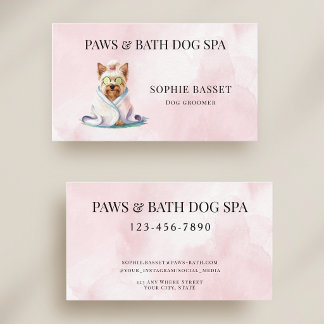 Lieflijke HondenSpa Aquarel Roze Visitekaartje