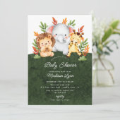 Lieflijke Jungle Dieren Baby Shower Kaart (Staand voorkant)