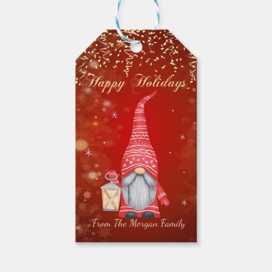 Lieflijke Kabouter Confetti,Rood Cadeaulabel (Voorkant)
