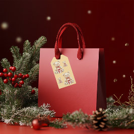 Lieflijke Kerst Teddy Bear Cadeaulabel