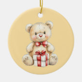 Lieflijke Kerst Teddy Bear gepersonaliseerd Keramisch Ornament (Voorkant)