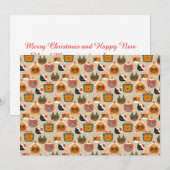 Lieflijke Kerstkat van Peperkoek Feestdagenkaart (Voorkant / Achterkant)