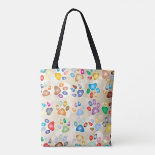 Lieflijke Kleurrijke Hondenpootafdrukken,Bokeh Tote Bag