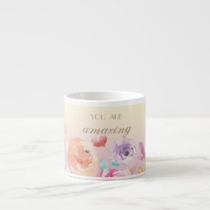 Lieflijke Kleurrijke Waterverf Bloemen Espresso Kop