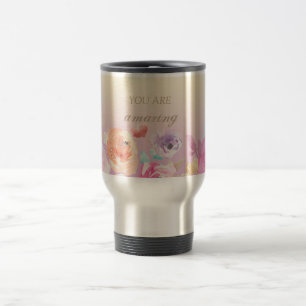 Lieflijke Kleurrijke Waterverf Bloemen Reisbeker