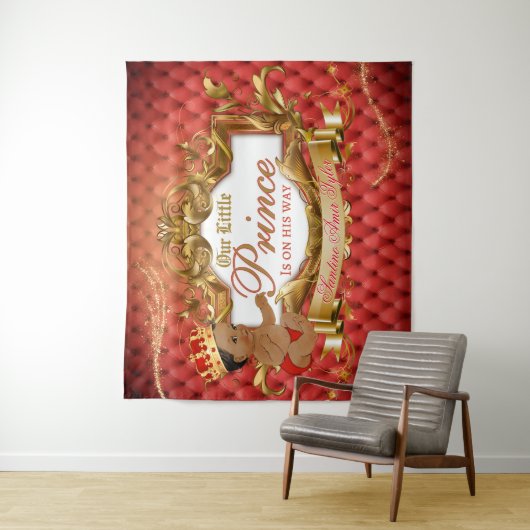 Lieflijke Koninklijke Afrikaanse Prins Rood & Goud Wandkleed (In situ)