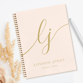 Lieflijke Monogram Calligraphy Initiaal Roze Goud Notitieboek