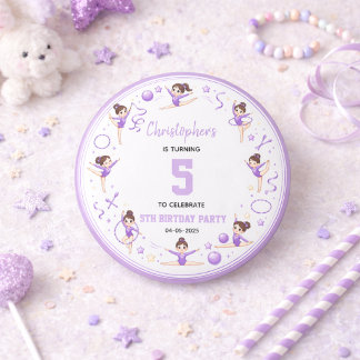 Lieflijke Paarse Ritmegymnastiek Sportief Thema Ronde Button 3,2 Cm
