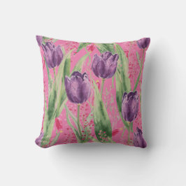 Lieflijke, paarse, schokkend roze tulp bloemenpatr kussen