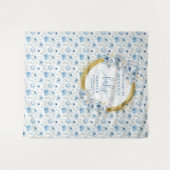 Lieflijke pastel blauwe bloemen gouden babyshower wandkleed (Voorkant (horizontaal))