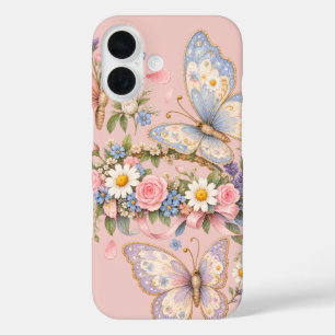 Lieflijke Pastel Vlinder Kunst iPhone 16 Hoesje