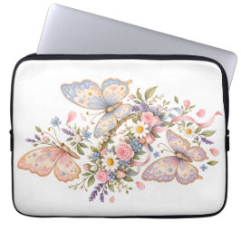 Lieflijke Pastel Vlinder Kunst  Laptop Sleeve