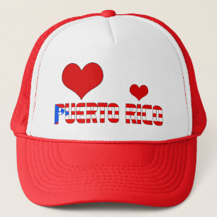 Lieflijke Puerto Ricaanse Vlag Harten Patriotisch Trucker Pet