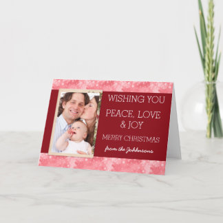 Lieflijke Rode Gezinsfoto Kerst Groet Feestdagen Kaart