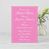 Lieflijke Roze Elegante Witte Script Bruidsfeest Kaart (Staand voorkant)