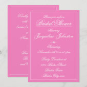 Lieflijke Roze Elegante Witte Script Bruidsfeest Kaart (Voorkant / Achterkant)