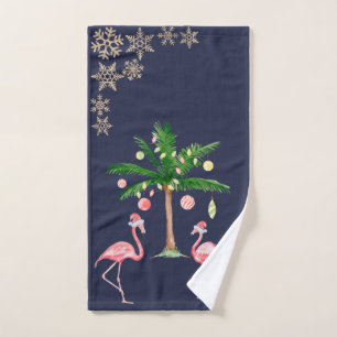 Lieflijke Roze Flamingo's, Palm Sneeuwvlokken Bad Handdoek