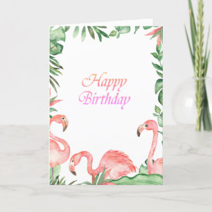 Lieflijke Roze Flamingo's Tropische Verjaardag Kaart