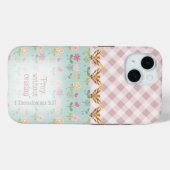 Lieflijke Roze Geruite Pastel Bloemengoud Duiven G Case-Mate iPhone Case (Achterkant (horizontaal))