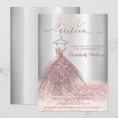 Lieflijke roze gouden glinsterende jurk calligrafi kaart (Voorkant / Achterkant)