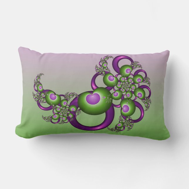 Lieflijke Roze Groene Harten Moderne Abstracte Fra Kussen (Voorkant)