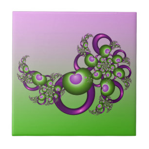 Lieflijke Roze Groene Harten Moderne Abstracte Fra Tegeltje