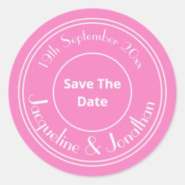 Lieflijke Roze Huwelijk Save The Date Chic WhiteSc Ronde Sticker