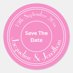 Lieflijke Roze Huwelijk Save The Date Chic WhiteSc Ronde Sticker