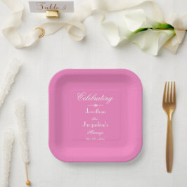 Lieflijke Roze Huwelijk Witte Script Namen Eenvoud Papieren Bordje