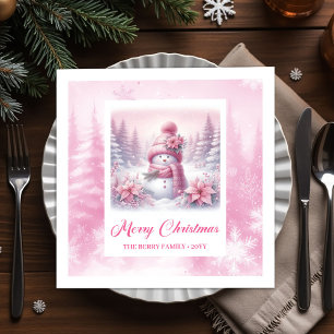 Lieflijke Roze Kerst Winter Bos Kinderfeest Favori Servet