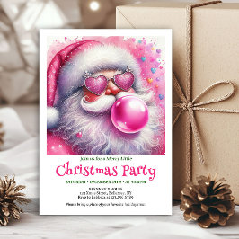 Lieflijke roze kerstman kauwgom waterverf uitnodig kaart