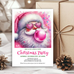 Lieflijke roze kerstman kauwgom waterverf uitnodig kaart