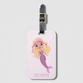 Lieflijke Roze Zeemeermin Bagagelabel (Voorkant (verticaal))