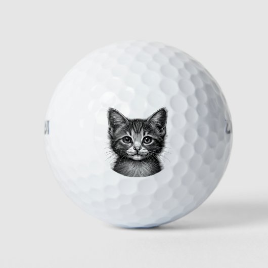 Lieflijke schets van jonge kat   golfballen (Voorkant)