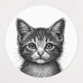 Lieflijke schets van jonge kat labels (Design 2)
