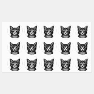 Lieflijke schets van jonge kat labels