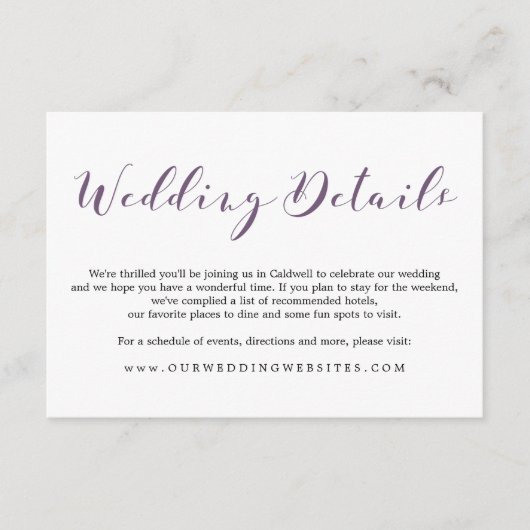 Lieflijke Scriptdetails | HUWELIJKEN Informatiekaartje (Voorkant)