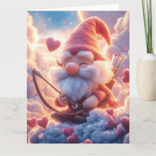 Lieflijke Valentijnsdagkabouter met boog en pijl Kaart